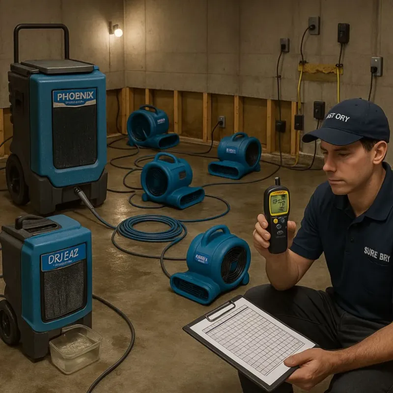 Structural Drying and Dehumidification process in East Islip, NY